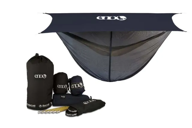 One link double nest outdoor hammock set by ENO EN-ONLK-DH color blau