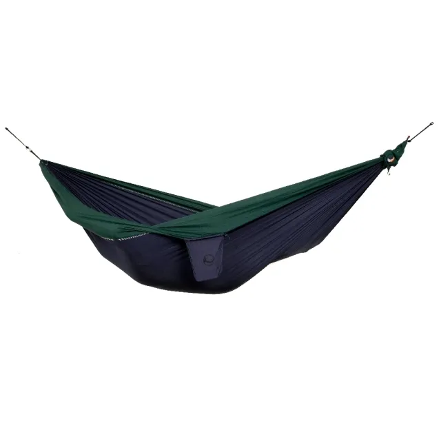 Double travel hammock darkblue-darkgreen by TicketToTheMoon TM-THD-0605 color blau