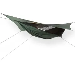 Expedition Asym ZIP travel hammock with mosquito net and rain fly by Hennessy Hammocks MA-02074 color grün