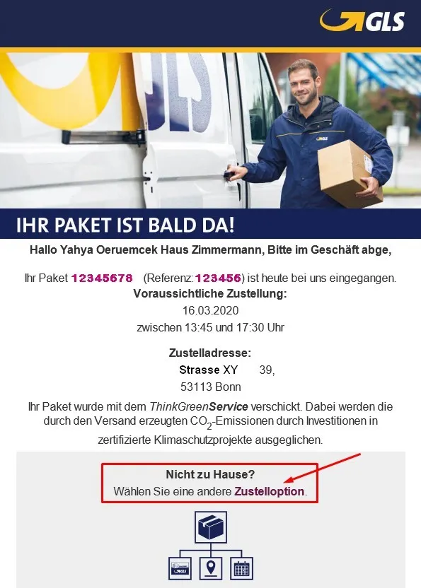 GLS Flexdelivery Email
