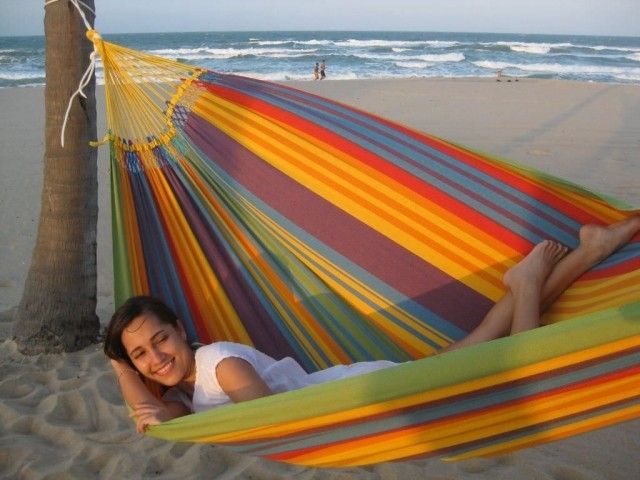 Vida paraiso especial - Family hammock with macrame fringe by MacaMex MA-01120 color bunt