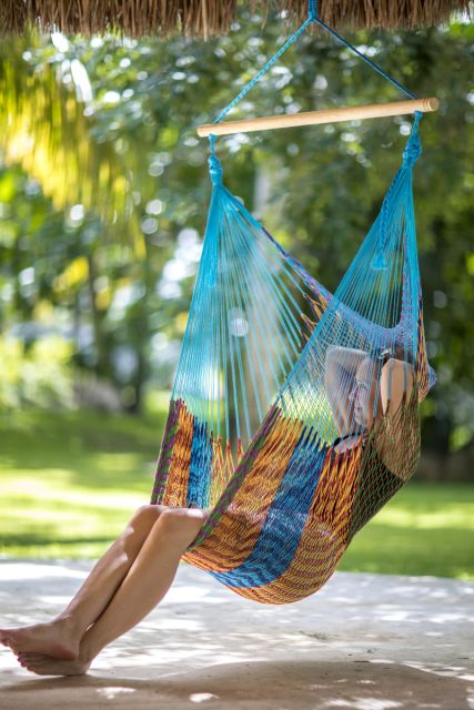 Mexican Net Hanging Chair Multicolor Cotton by MacaMex MA-10020 color bunt