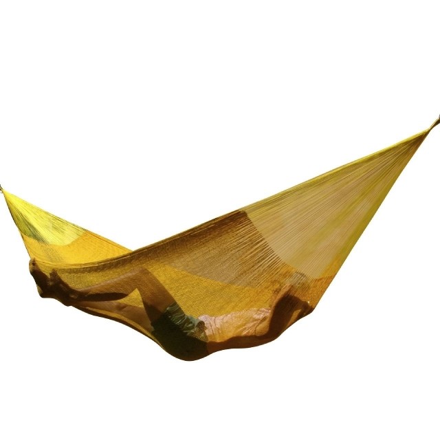 Mexican net hammock Double PLUS yellow cotton by MacaMex MA-00326 color gelb