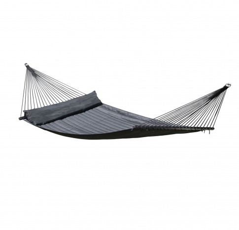 California black quilted double spreader bar hammock weatherproof (FSC™ certified) by MacaMex MA-25404 color schwarz